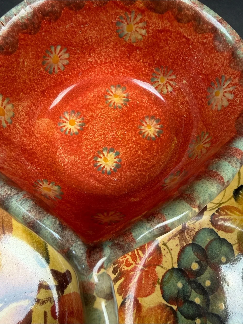 Italina Red Orange Yellow Three-Section  Serving Dish